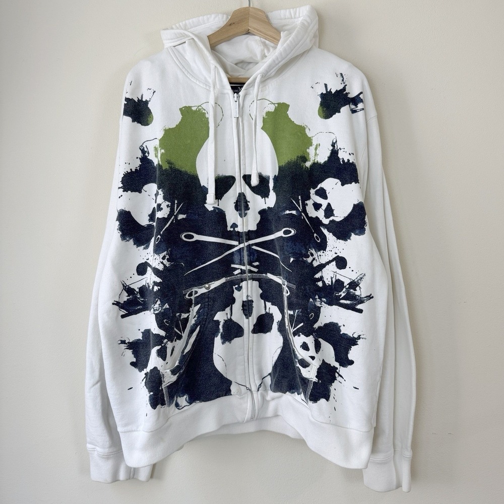 Vintage Y2k Marc Ecko Cut & Sew Skull Crossbones Grunge Zip Up Hoodie - XL